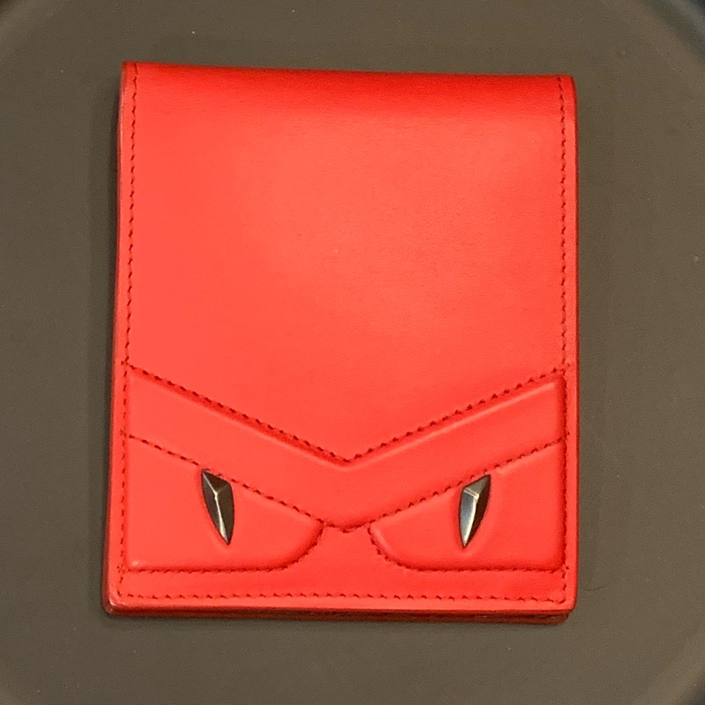 FENDI Red Leather Monster Wallet
